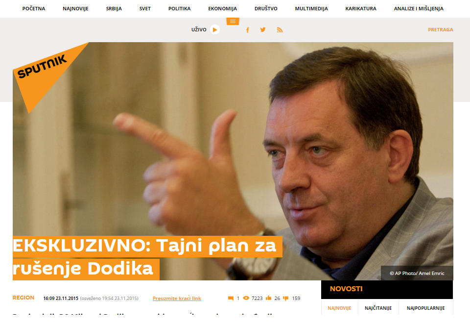 Dodik in Sputnik Serbia 